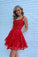 Cute Red A Line Tulle Zipper Back Short Homecoming Dresses