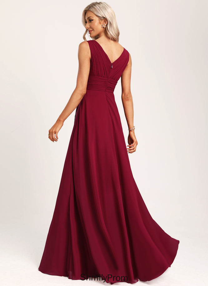 Embellishment V-neck Fabric Ruffle Silhouette Floor-Length Neckline Length A-Line Jemima Bridesmaid Dresses