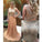See Through Beaded Long Champagne Scoop Cap Sleeve A-Line Cheap Custom Prom Dresses