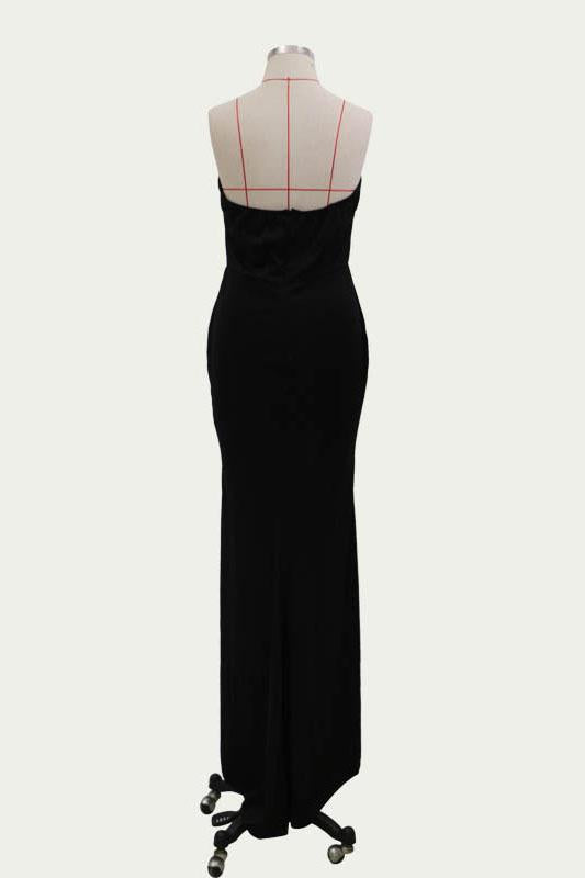 Sexy Black Mermaid V Neck Strapless Prom Dresses with Slit, Evening STC20435