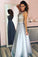 Elegant Sleeveless V Back Lace Appliques Floor Length Long Prom Dresses