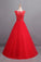 2024 Prom Dresses A Line Scoop Long Tulle V Back Red