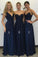 Elegant A-Line Long Blue Charming Bridesmaid Dresses Bridesmaid
