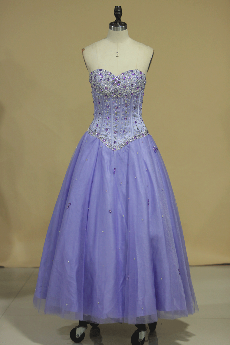 2024 Tulle Sweetheart Beaded Bodice Ball Gown Quinceanera