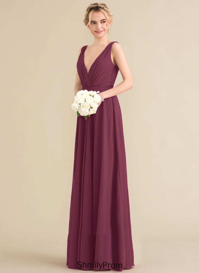 Floor-Length Pleated Avery V-neck Chiffon With Prom Dresses A-Line