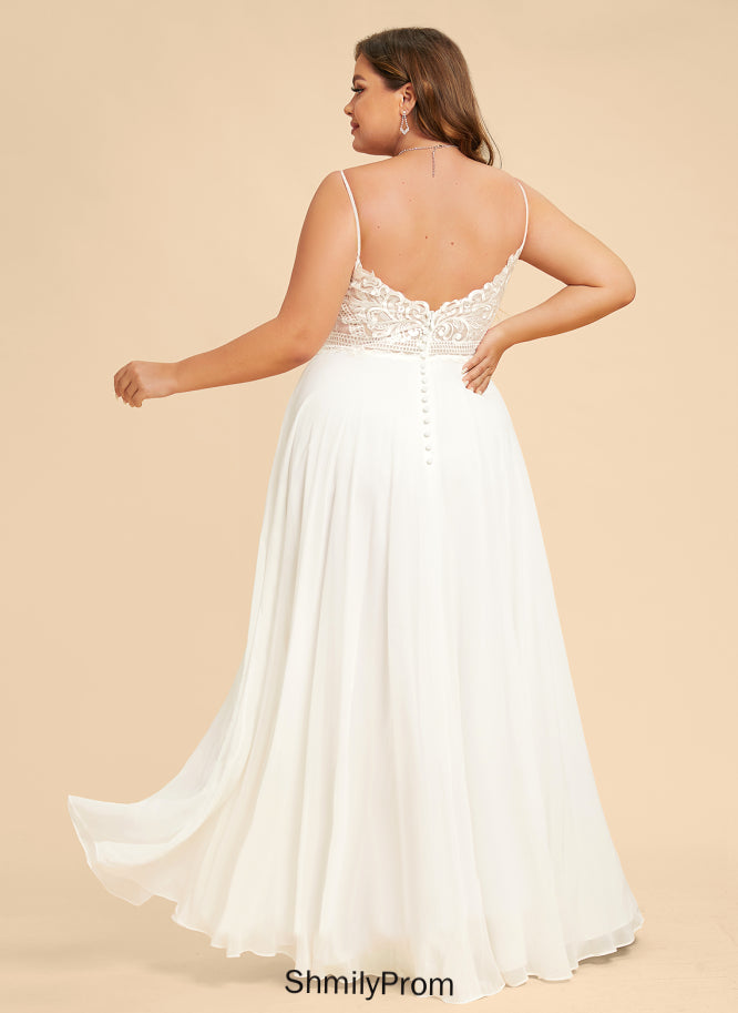 Lace Floor-Length Mckinley Dress Wedding A-Line Wedding Dresses Chiffon V-neck