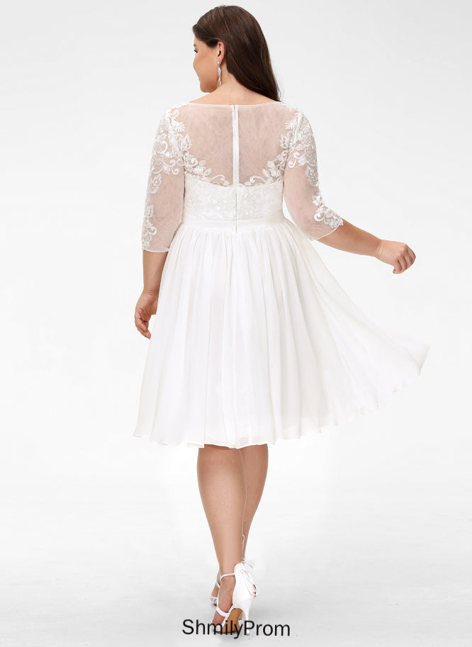 Knee-Length Wedding Wedding Dresses Irene Dress A-Line Sequins Chiffon Scoop With Lace