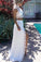 2 Pieces High Neck Long White Lace Chiffon Elegant Prom