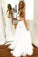2 Pieces Simple Flowy A-Line Ivory Long Open Back Prom Dresses For