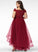 A-Line Bow(s) Tulle Lace Asymmetrical Beading With Off-the-Shoulder Alissa Sequins Prom Dresses