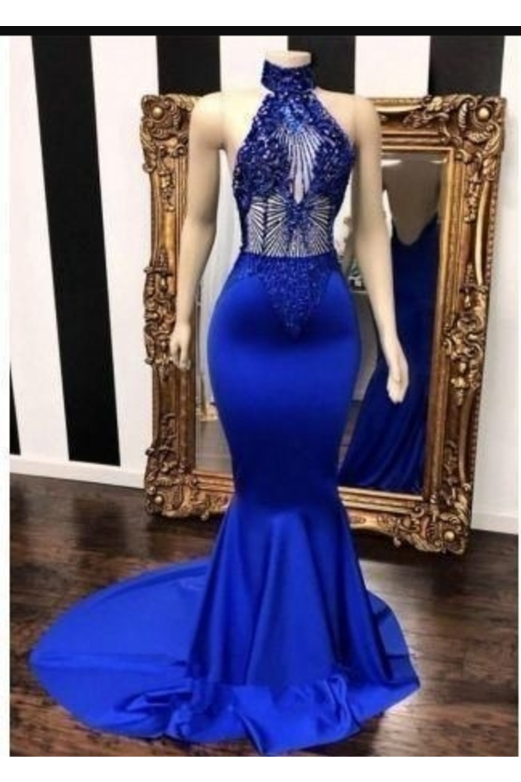 Sexy Evening Dresses Mermaid/Trumpet Halter Appliques Court STCPSM3SECT