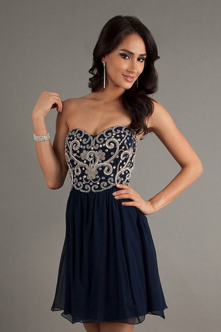 2021 Homecoming Dresses A Line Short/Mini Sweetheart Chiffon With Beads&Sequins