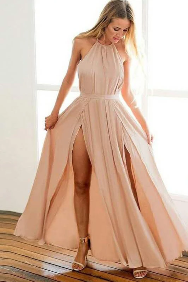 Backless Halter Floor Length Prom Dresses With STCPZ384JG8