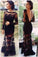 Mermaid Full Sleeve Sexy Black Lace Long Scoop Neck Floor Length Prom Dresses
