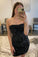 Beautiful Black Strapless Sequins Short Homecoming Dresses