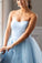 Light Blue Strapless A Line Lace up Short Homecoming Dresses