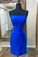 Blue Sexy Spaghetti Straps Tight Straight Short Prom Dresses, Homecoming Dresses