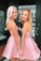 A-Line Sweetheart Pink Short Homecoming Dresses