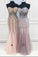 Mermaid Sexy Long Cheap Sweetheart Strapless Beads Tulle See Through Prom Dresses