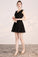 Black V-neck Slim Sleeveless Sparkling Short Homecoming Dresses