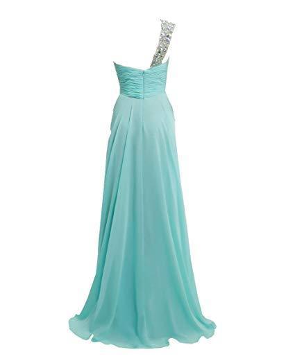 One Shoulder Long Bridesmaid Prom Dresses Chiffon Evening Gowns