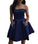 Light Sky Blue Strapless Satin Lace up Knee Length with Pockets Homecoming Dresses
