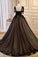 Black Straps Sleeveless Ball Gown Tulle Wedding Dress