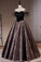 Fashion Black Off The Shoulder Beading A Line Tulle Long Prom Dresses
