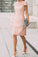 Chic Pink Cap Sleeves Lace Knee Length Short Prom Dresses