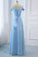 Light Sky Blue A-line Off the Shoulder Natural Waist Ruched Prom Dress Lace up Party Dress
