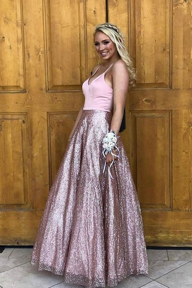Pretty Long A-line Floor Length Prom Dresses For Teend Elegant Graduation Dresses