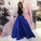 Lovely Royal Blue And Black Modest Prom Dresses Pretty Party Dresses