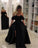 Off The Shoulder Black Long A-line Simple Prom Dresses Modest Party Dresses