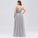 Light Gray Long V-neck Floor Length Prom Dresses With Appliques Plus Size Prom Gowns