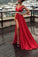 Sexy red chiffon V-neck slit long evening dress floor-length dress for