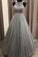 Gorgeous c A-line Scoop Beaded Long Prom Dresses Evening Gowns