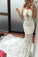 Unique Lace Mermaid Sleeveless Appliques Brush Train Wedding Dresses