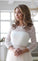 Scoop Neck Long Sleeve Tulle Wedding Dress With Lace Bodice V Back Wedding Gowns