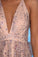 Sexy V Neck Sleeveless Sequins Criss Cross Crystals Beads Evening Gowns With Split