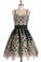 Simple Spaghetti Straps Black Tulle Vintage Homecoming Dress with Lace Appliques