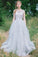 Gorgeous Round Neck Sleeveless Sweep Train Tulle Prom Dresses with Sequins