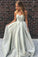 Princess A Line Strapless Sweetheart Lace up Satin Sleeveless Long Prom Dresses