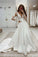Formal Long Sleeves V-neck Lace Satin A-line Wedding Dresses