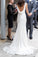 V Neck Open Back Sweep Train Beading Silk Beach Wedding Dresses
