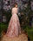 Sparkly Pink Spaghetti Straps A-line lace Prom Dresses