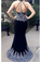 Dark Navy Blue Mermaid Prom Dresses With Appliques Charming Long Formal STCPESSR754