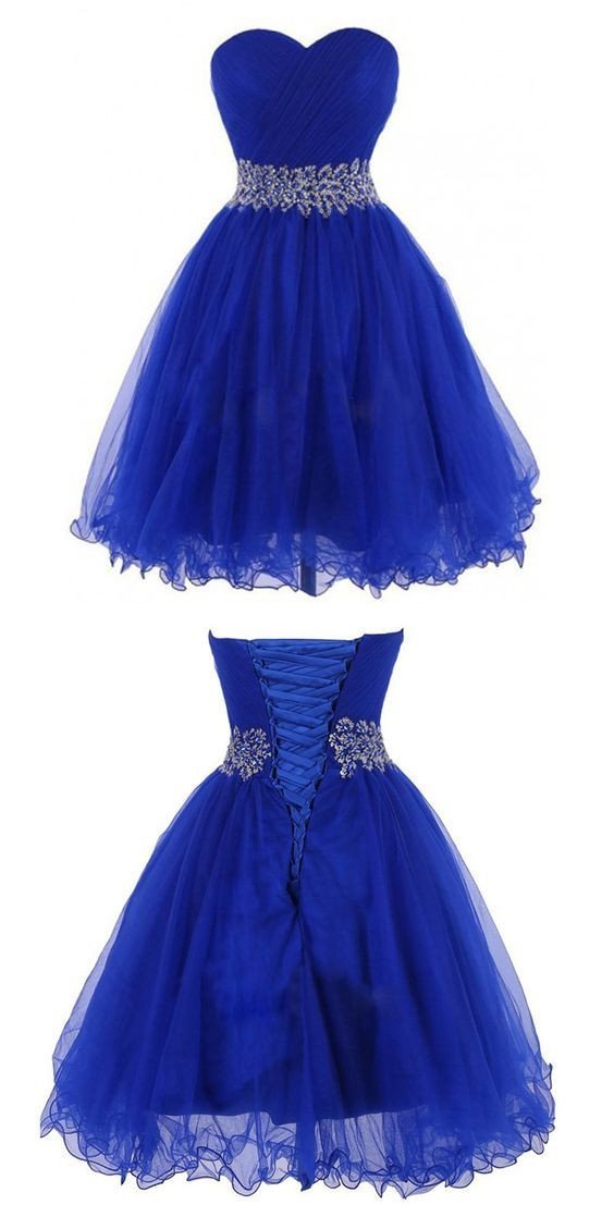 Modern Sweetheart Knee Length Royal Blue Homecoming Dress