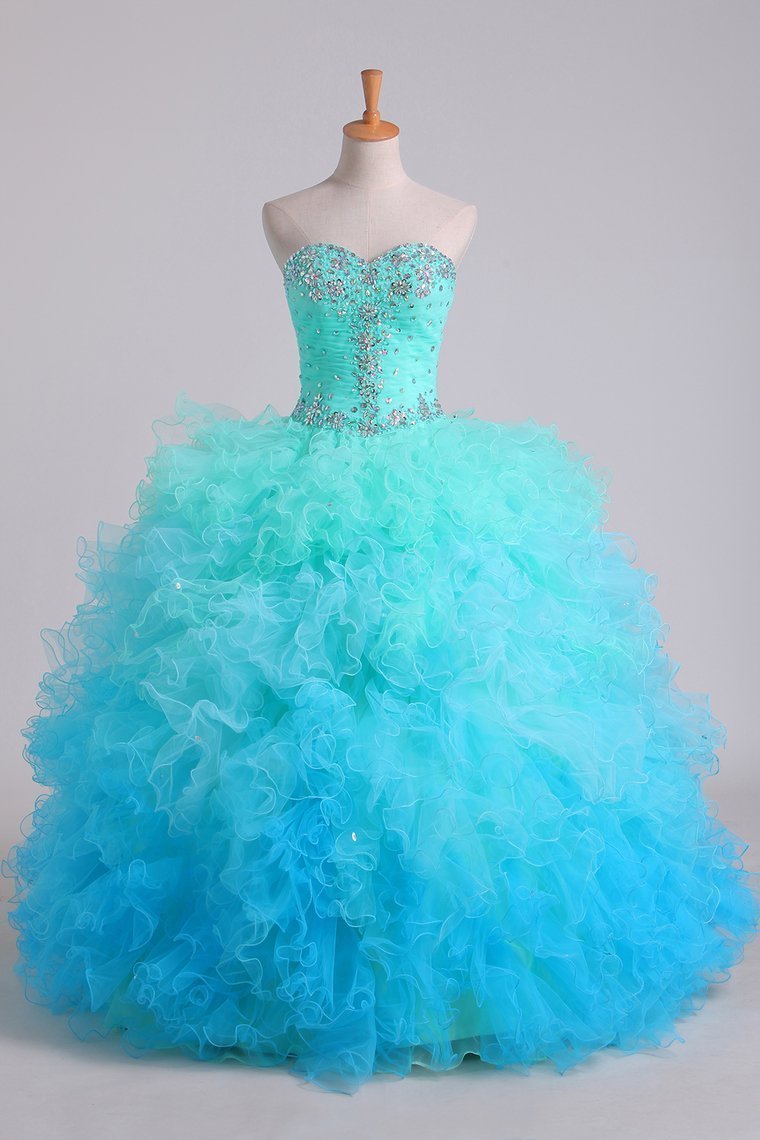 2024 Quinceanera Dresses Ball Gown Floor Length With Beads And
