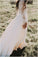 Princess A Line Long Sleeve Rustic Scoop Lace Appliques Tulle Ivory Beach Wedding Dress