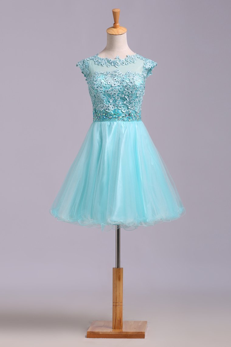 2024 Homecoming Dresses A Line Scoop Short/Mini Tulle&Lace